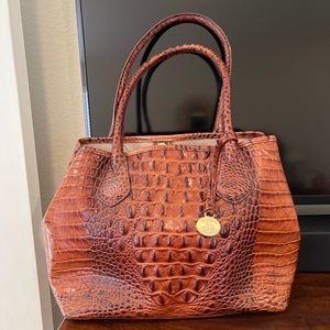 Brahmin Croc Embossed Satchel with snaps